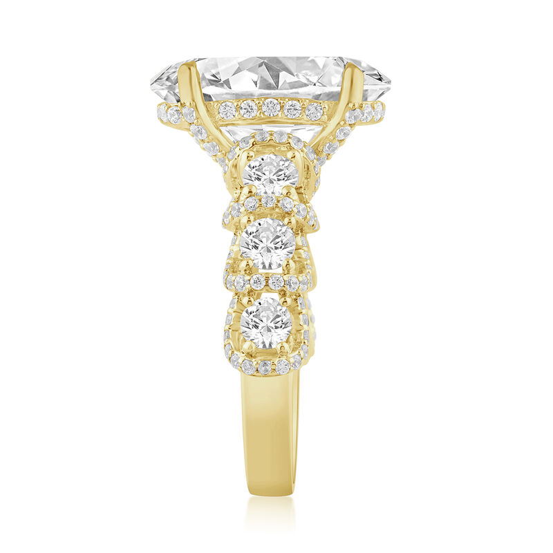 Oval Lab Grown Diamond 7 7/8ctw. Lace Cathedral Engagement Ring in 14k Yellow Gold image number null